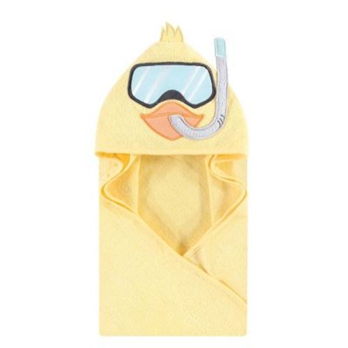 Hudson Baby Infant Cotton Poly Animal Face Hooded Towel, Scuba Duck, One Size