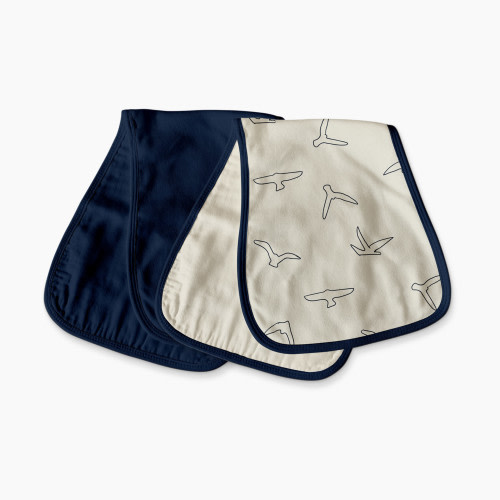 Goumi Kids x Babylist 2 Pack Burp Cloths - Oat/Sparrows And Indigo