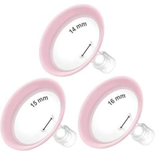 Maymom MyFit Flanges Pano Goldie Pack 14 15 16 mm Compatible with Medela Breast Pumps and Maymom Wide Base and Narrow Base Connectors