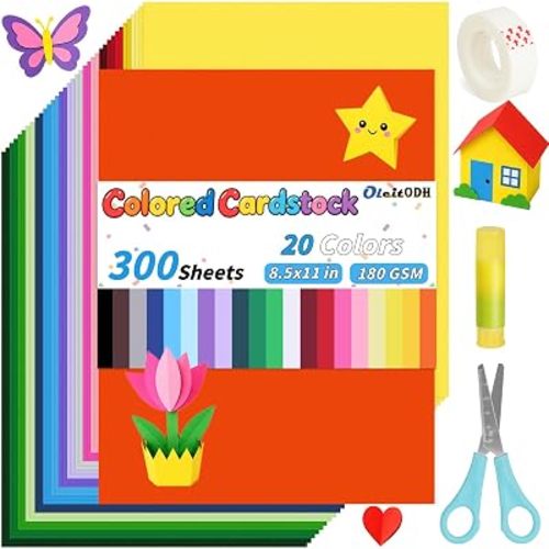 Oleitodh 309 Sheets 8.5" x 11" Colored Cardstock, 20 Colors