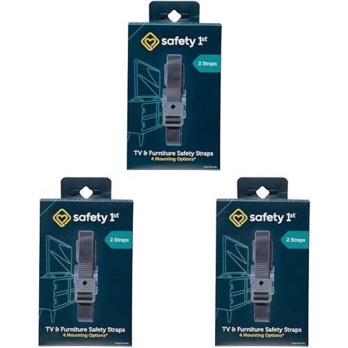 Safety 1st TV & Furniture Safety Straps, Black, Screws Included, 2‑Count (Pack of 3)