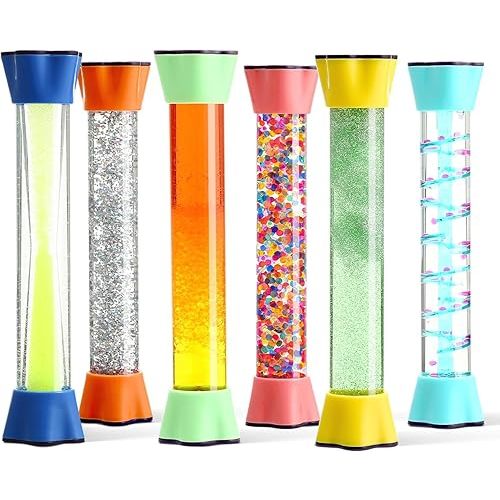 Special Supplies Liquid Motion Bubbler Toy Cool Tubes 6-Pack Colorful Hourglass Timer with Droplet Movement, Bedroom, Sensory Play, Cool Home or School