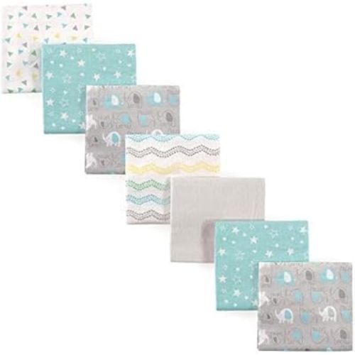 Luvable Friends Unisex Baby Cotton Flannel Receiving Blankets, Basic Elephant, One Size (Pack of 12)