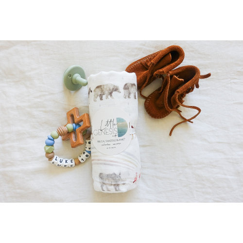 Noah's Ark Muslin Swaddle -Baby Blanket-Bamboo/Cotton