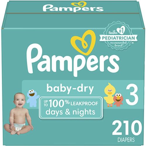 Diapers Size 3, 210 Count - Pampers Baby Dry Disposable Baby Diapers, Packaging & Prints May Vary - ONE Month Supply