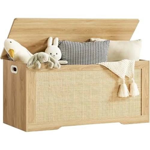 Amazon.com: usikey 39.4” Storage Chest, Toy Box with 2 Safety Hinges, Toy Chest for Bedroom, Storage Bench with Storage, Shoe Bench, Supports 220 lb, for Living Room, Entryway, Natural