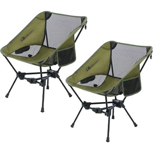 MOON LENCE Portable Camping Chair Backpacking Chair - The 4th Generation Ultralight Folding Chair - Compact, Lightweight Foldable Chairs for Hiking Mountaineering, Beach (Green-2Pack)