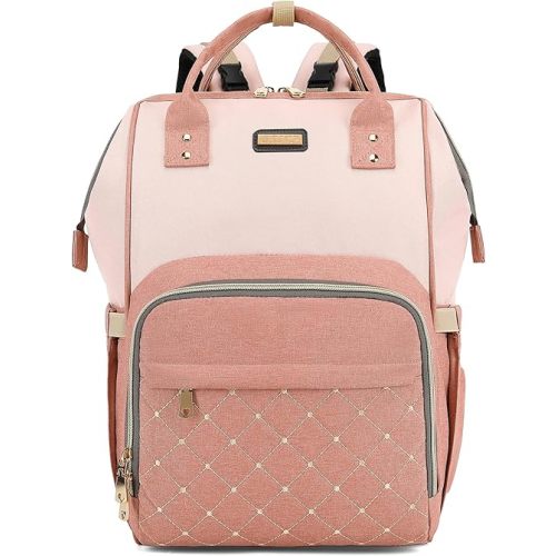 Diaper Bag Backpack, Diaper Bags for Baby Girls Boys, Baby Bags for Moms Dads, Nappy Changing Bag with Insulated Pockets,Multi-functional Waterproof Backpack with Stroller straps -Pink light pink