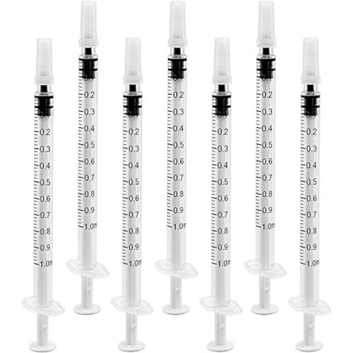 60 Pack 1ml Syringe for Liquid, Plastic Syringes without Needle, Sterile & Individually Wrapped, 1cc Small Syringe for Scientific Labs, Colostrum Collect, Pet Feeding, Oral, No Needle