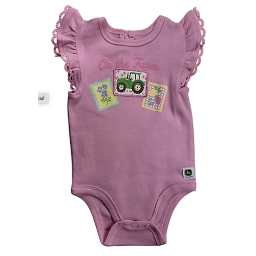John Deere Infant Girl Patchwork Onesie, 3-6 M,Pink at Tractor Supply Co