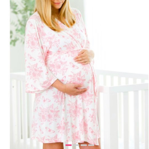 Mom & Me Matching Pink Butterfly Garden Toile Women's Maternity Robe