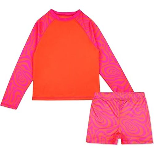 Kids Swim Set for Girls & Boys with Long Sleeve Rash Guard, Swim Shorts, Sunglasses for Ages 3-10 Years