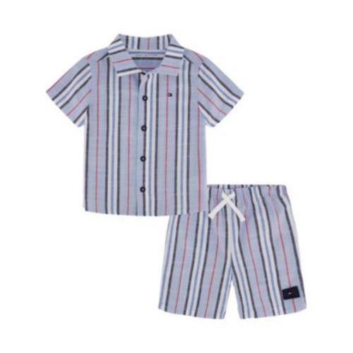 Baby Boys 2-Piece Striped Gauze Cabana Shirt and Shorts Set