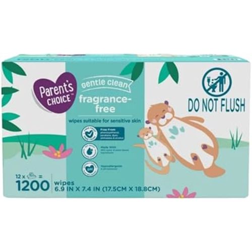 Parents Choice Fragrance-Free Baby Wipes, 1200 Count
