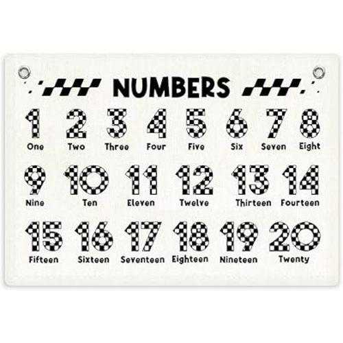 Boy Room Decor,Numbers for Classroom Wall,Playroom Wall Decor,Black and White Checkered Canvas Banner Decorations for Toddler Boy Bedroom Nursery Playroom