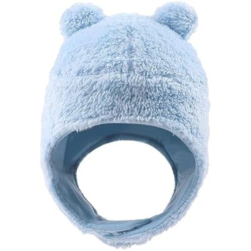 Bear Baby Winter Hat Toddler Earflap Beanie Unisex Infant Snow Cap Warm Fleece Kids Trapper Hats for Girls Boys 0-36M