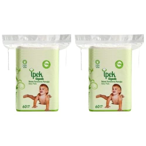 Baby Organic Large Dry Pads Pure 100% Cotton Squares for Baby Care Diapering, Organic Maxi Pads, Pack of 2 (120 Count)