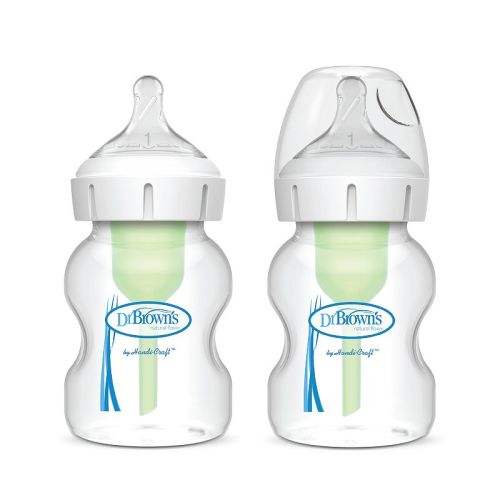 Dr. Brown's Natural Flow® Anti-Colic Options+™ 2 Pack Wide-Neck 5oz Baby Bottle with Level 1 Nipple