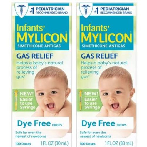 Mylicon Baby Colic Treatment Dye Free Drops 1 fl oz + Infants Gas Relief Drops 0.5 fl oz