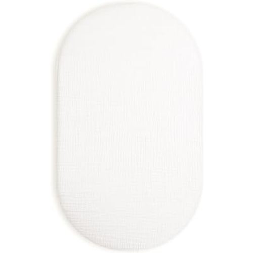 Muslin Bassinet Sheet for Baby Boy and Girl, Universal Fit for Rectangle, Oval, Hourglass Bassinet Mattress, Moses Basket Sheets (Bassinet Sheet, White)