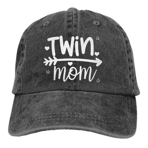 Waldeal Twin Mom Gift Women's Baseball Cap, Adjustable Hat Distressed Retro Denim Washed for Women
