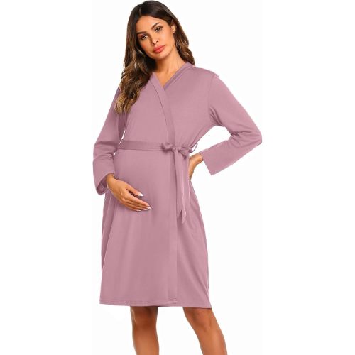 Ekouaer Maternity Robe Labor Delivery Nursing Gown Hospital Breastfeeding Dress Bathrobes