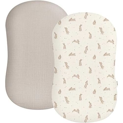 Muslin Baby Lounger Cover 2 Pack, Soft Breathable Newborn Lounger Pillow Cover for Boys Girls Infant