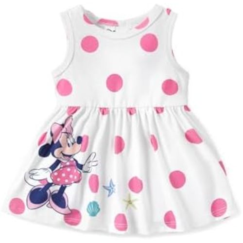 Disney Princess Frozen Elsa Minnie Mouse Girls Dress Sleeveless Casual Summer Outfit School Holiday Clothes Baby-Toddler