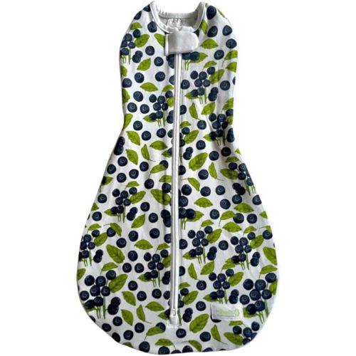 Woombie Grow with Me Baby Swaddle - Convertible Self-Soothing Swaddle Fits Babies 0-18 Months - Expands to Hands-Free, Legs-Out Wearable Blanket - Blueberries