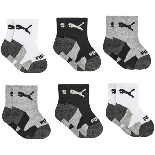 PUMA Baby 6 Pack Infant Anklet Socks - 12-24 Months - White/Black