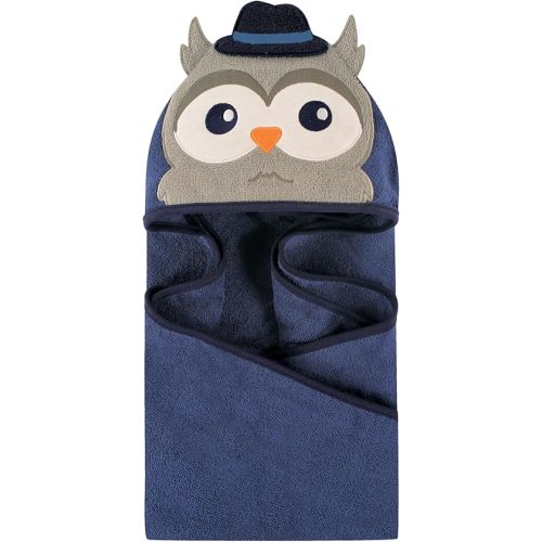 Hudson Baby Unisex Baby Cotton Animal Face Hooded Towel, Mr Owl, One Size