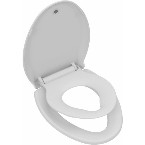 Garvee 2-in-1 Dual Seat 19 Inch White PP Toilet Seat Elongated Soft Close Quick Install