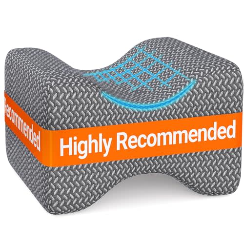 BlissTrends Memory Foam Knee Pillow, Knee Pillow for Side Sleepers, Leg Pillows for Sleeping Blood Circulation, Elevation Pillow for Spine Aligning, Sciatica, Back, Hip, Knee, Ankle Pain, Dark Grey