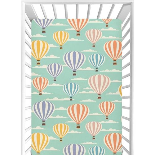 CaTaKu Vintage Hot Air Balloon Mini Crib Sheets for Girls Boys Baby Mattress Sheets Fitted, Soft Toddler Nursery Bed Sheets Neutral 28"x 52"
