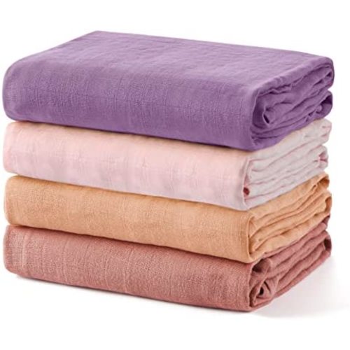 Momcozy Swaddle Blanket 47 X 47 Inches, Breathable Bamboo Muslin Swaddle Blankets for Baby Boy & Girl, Swaddle Blankets Breathable Soft and Skin-Friendly, Baby Blankets Unisex 4 Pack