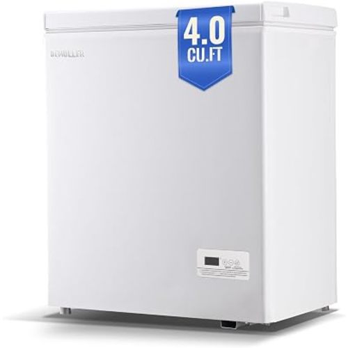 DEMULLER White Chest Freezer Small Deep Freezers with Two Baskets Mini Size & Spacious Capacity, Precise Electronic Panel & Accurate to 1℉