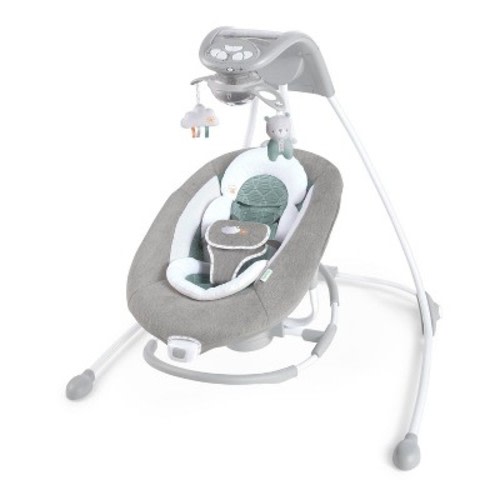 Ingenuity InLighten 2-in-1 Baby Swing & Rocker - Cool Mesh, Vibrations & Lights - Pemberton