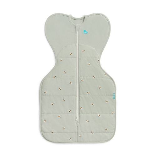 Love to Dream Swaddle Up Warm - Cotton 2.5 TOG Olive Bees - Small: Two-Way Zipper, Breathable Fabric, Inverted Zipper