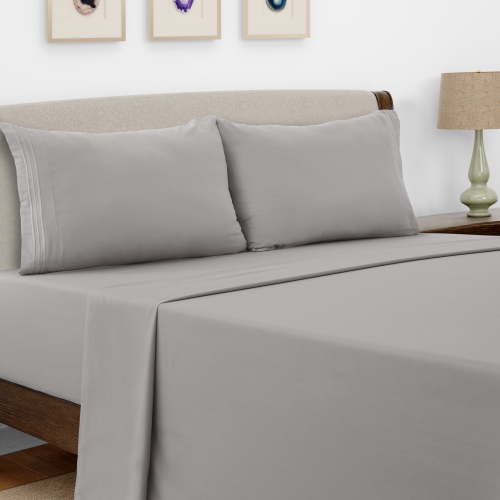 Lux Decor Collection King Size Sheet Set - 4 Pc King Bed Sheets Set - High GSM Brushed Microfiber Sheets - Up to 16 Inches Deep Pocket Bedding Sheets & Pillowcases, Gray