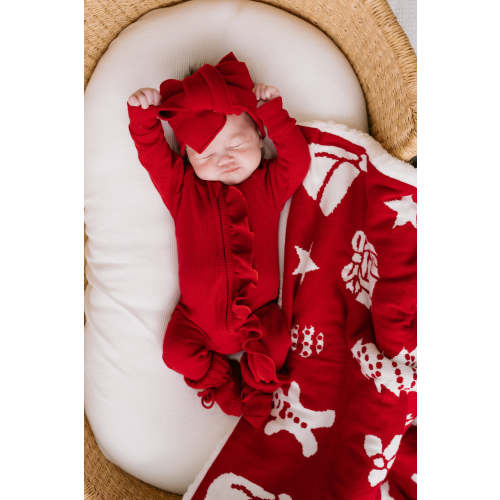 Frill Zip Romper | Rudolph Waffle – Little and Fern