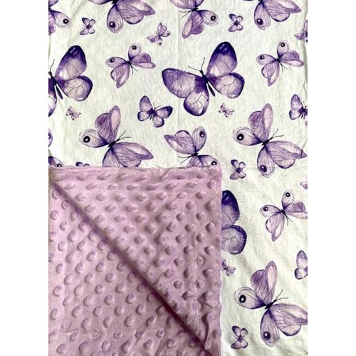Baby Blanket for Boys Girls Super Soft Double Layer Minky with Dotted Backing Cute Cow Crib Receiving Blanket Bed Throws for Newborns Nursery Stroller Toddler 30 x 40 Inch (Purple Butterfly)