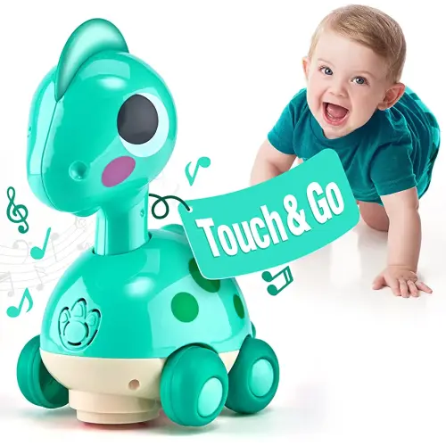 CubicFun Baby Toys 12-18 Months - Touch & Go Musical Light Tummy Time Infant Baby Crawling Toys 12 Months, Toddler Travel Toy for 1 Year Old Boy Birthday Easter Basket Stuffers