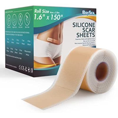 Professional Silicone Scar Sheets (1.6" x 150" Scar Roll-3.8M) - Scars Removal Treatment - Reusable Silicone Scar Tape Strips Type for Keloid, C-Section, Surgery, Burn, Acne et
