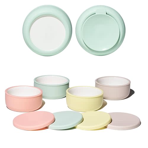 Pandaloo Porcelain Kids Bowls with Removable Silicone Sleeve & Lid – Strong Suction Base, Microwave & Dishwasher Safe, Toddler-Proof, Non-Slip Ceramic Feeding Bowls for Babies & Toddlers (Set of 4)