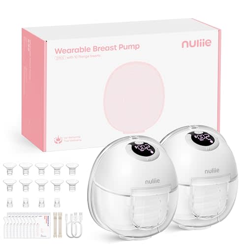 Nuliie S32 Wearable Breast Pump Hands-Free, More Private Electric Pump, 4 Modes 9 Suction Levels, 24mm Flange with 13/15/17/19/21mm Inserts, Easy Clean & Anti-Leak Design (2 Packs, White)