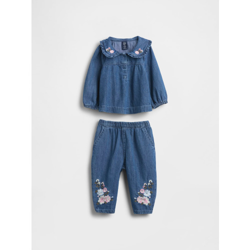 Baby Floral Denim Outfit Set