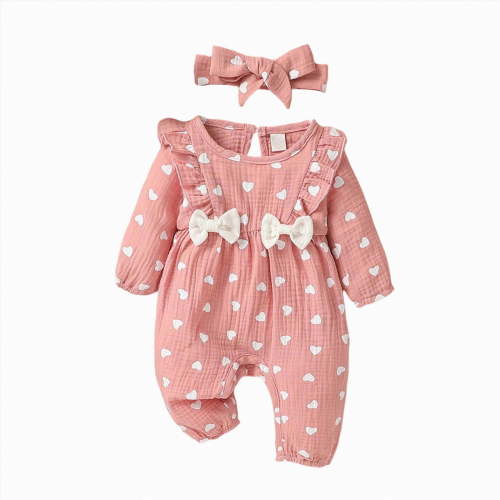 Kogui Newborn Romper Girl Newborn Baby Girl Clothes Ribbed Ruffle Romper Long Sleeve Zipper Romper Jumpsuit Coming Home Romper Girl 0 3 6 9 12 18 Months (Pink,3-6 Months)