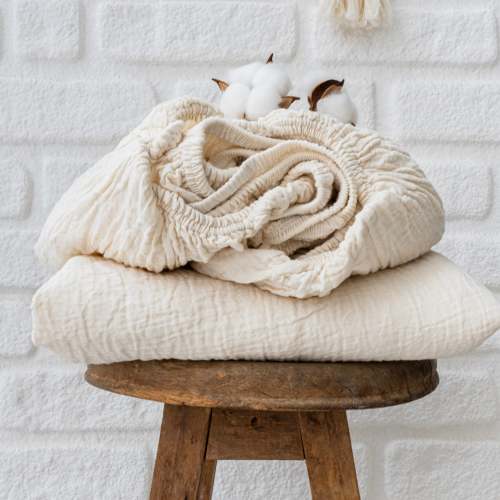 GOTS Certified Organic Muslin Fitted Sheet – Soft, Breathable Bedding – Naturloom