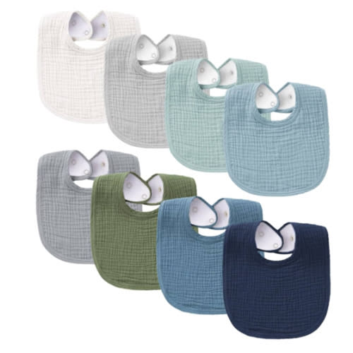 Konssy Muslin Baby Bibs 8 Pack Baby Bandana Drool Bibs Cotton for Unisex Boys and Girls, Soft Absorbent Set for Teething and Drooling