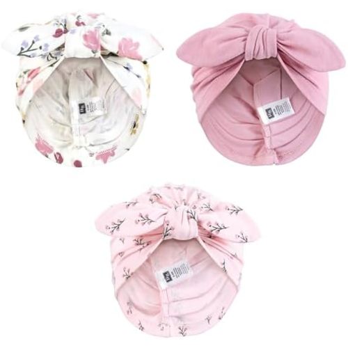 Hudson Baby Infant Girls Turban Cotton Headwraps, 0-24 Months